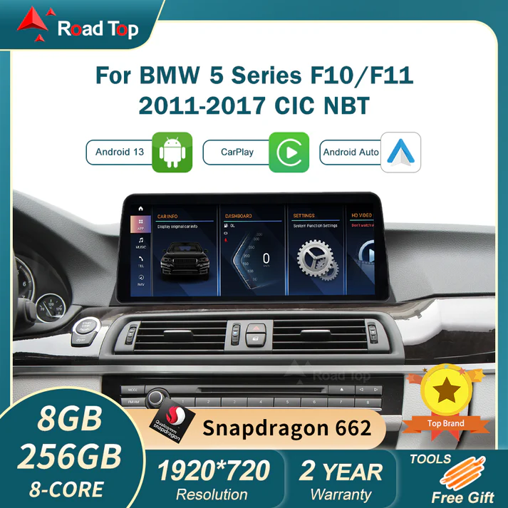 Pour BMW Série 5 CIC NBT EVO 8+256G Android 13 Unité principale multimédia