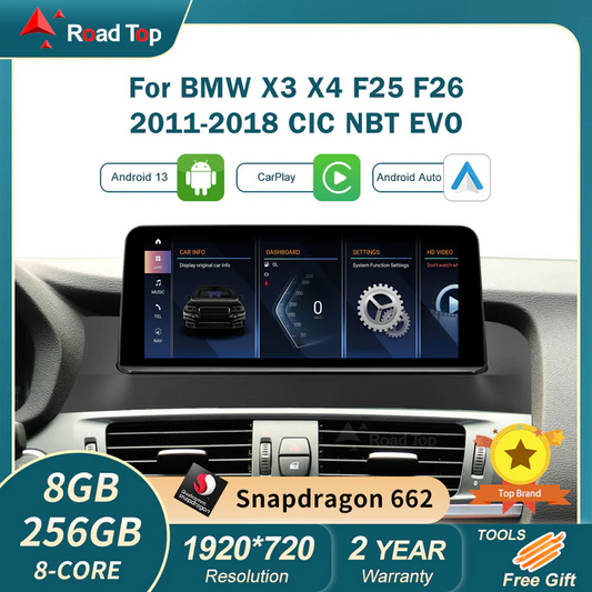 For BMW X3 X4 CIC NBT EVO 8+256G Android 13 Multimedia head unit